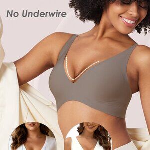 Tarbo Y2K Deep V Plunge Seamless Push Up Bralette with Strips NWT M L XL